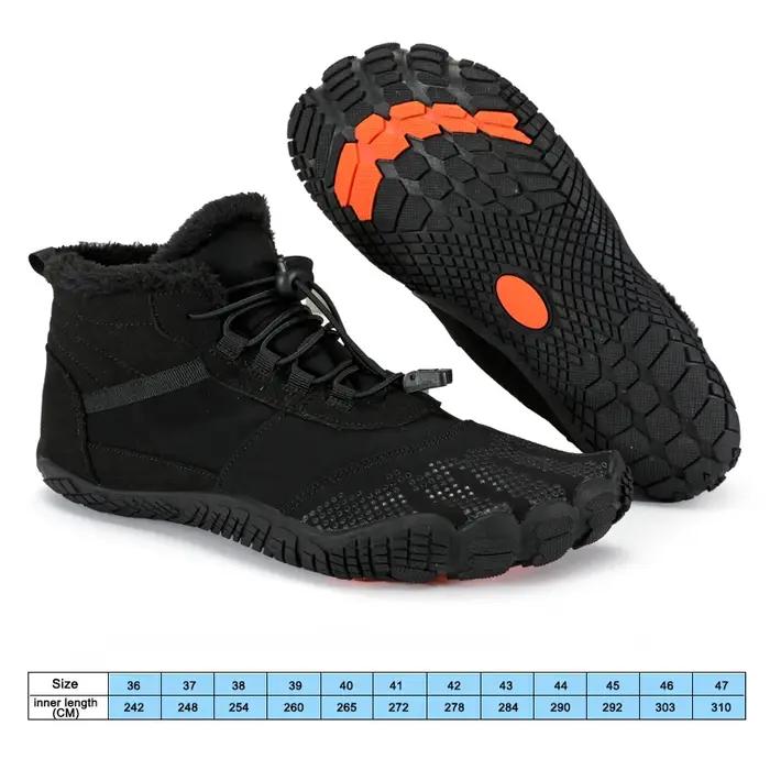 Bottes hivernales unisexes en nylon et peluche pour randonnée et activités extérieures femme homme neige pieds nus chaussures décontractées