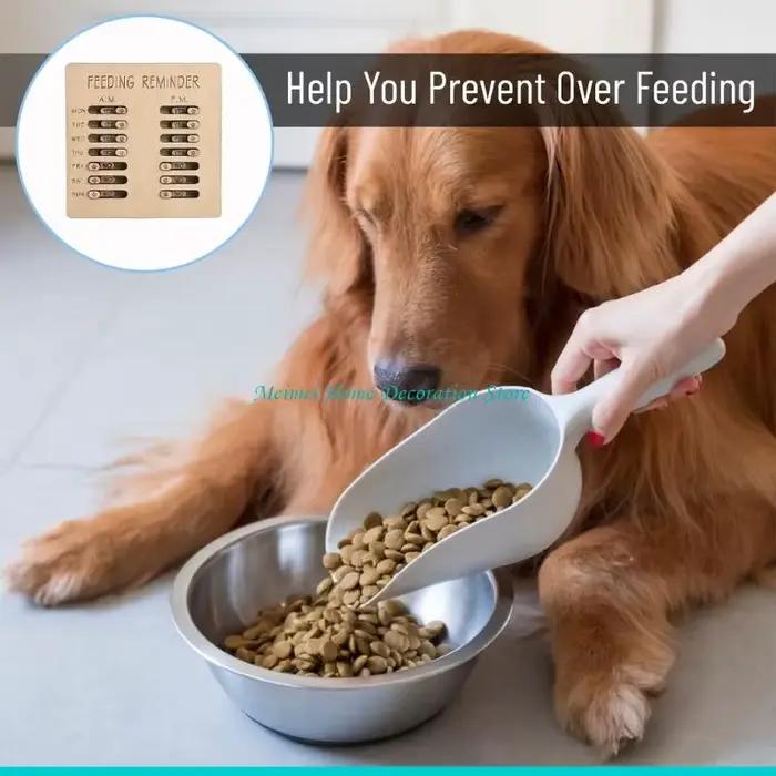 Traceur rappel d'alimentation en bois pour animaux de compagnie avec interrupteurs AM/PM et empreintes de pattes adorables pour chien ou chat occasions spéciales-decoration-interieur-soins-animaux-de-compagnie