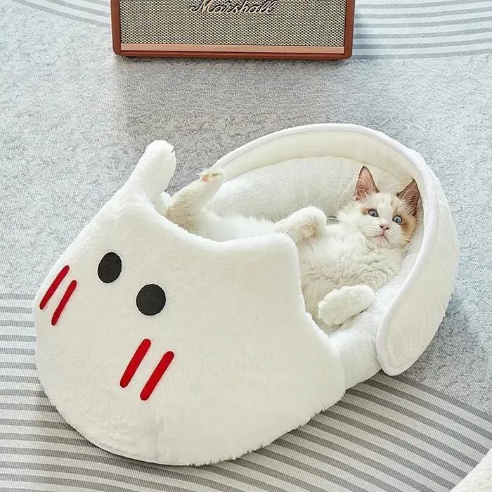 Chenil semi-fermé pour chat pantoufles chaudes hiver chenil pour animaux de compagnie universel respirant antidérapant gris pour toutes saisons nouvelle collection 2025