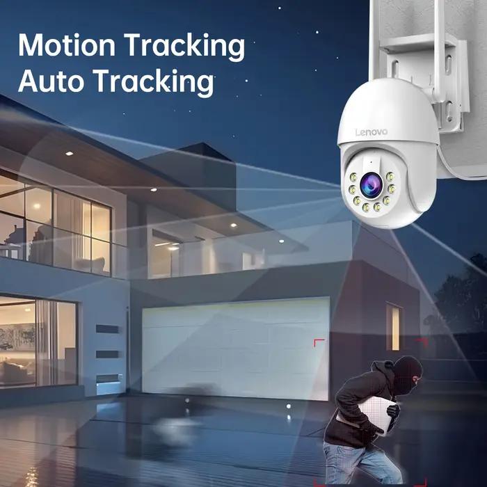 Caméra surveillance extérieure Lenovo 5MP WiFi - PTZ 5x zoom, audio bidirectionnel et tracking IA vision nocturne