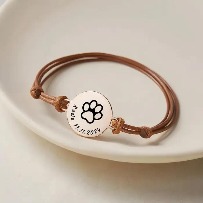 Bracelet en corde réglable personnalisable avec photo de famille en acier inoxydable cadeau pour femme occasions spéciales anniversaire mariage
