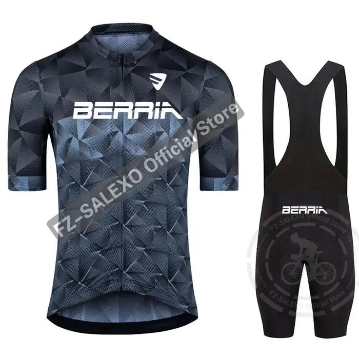 BERRIA-Ensembles de maillots de cyclisme pour hommes, vêtements de cyclisme d'été, bas de VTT, chemises de vélo de route trempées, cuissards à bretelles, 2024