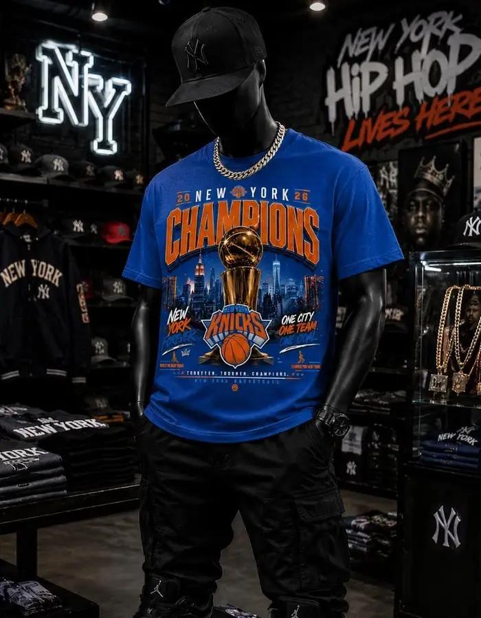 T-shirt unisexe pour fans des champions de basket de New York 2026