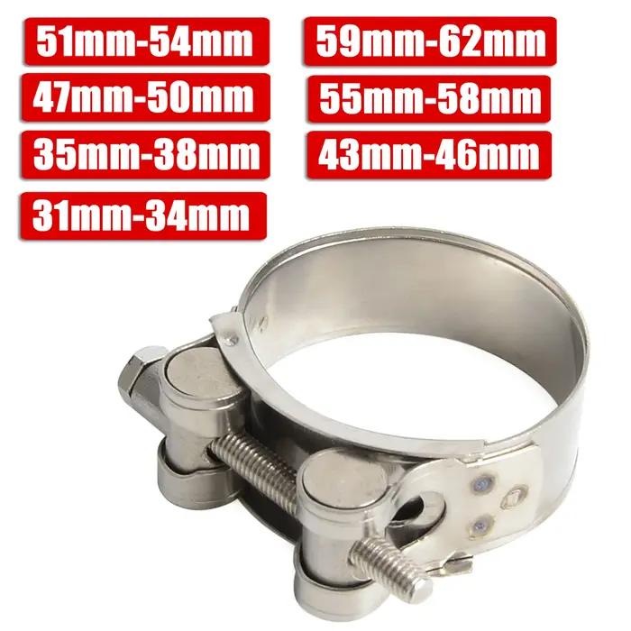 Pince de serrage pour tuyau d'échappement de moto, 31mm - 62mm, en acier inoxydable, pour connexion