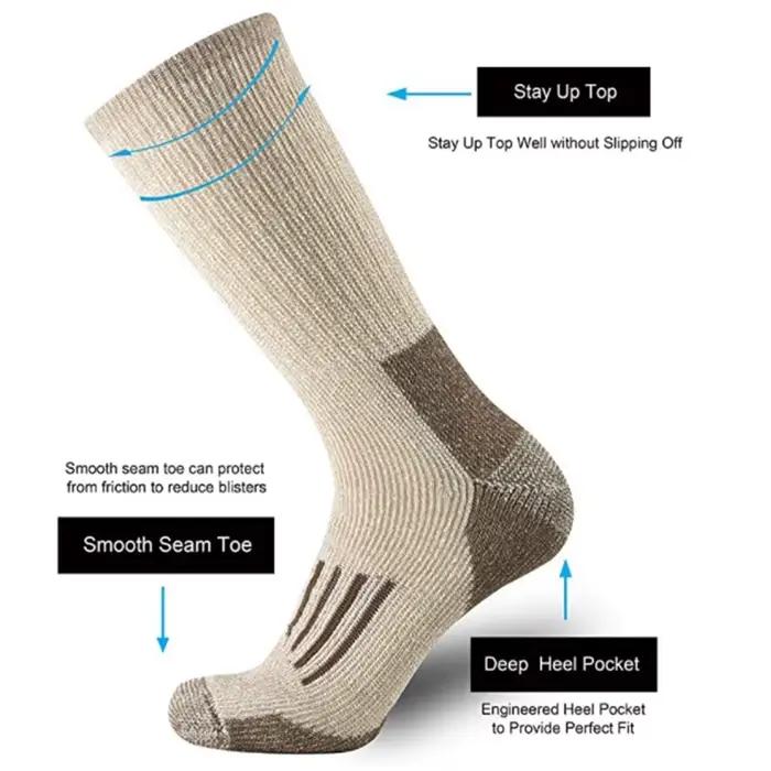 Chaussettes randonnée 80% laine mérinos épaisses chaudes pour chasse et outdoor homme femme