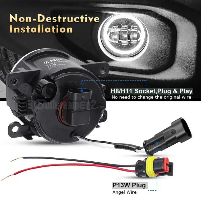2 X voiture Angel Eye antibrouillard lentille LED antibrouillard lampe de conduite DRL 30W pour Rena