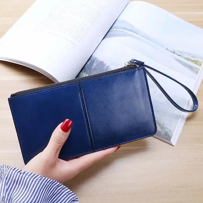 Portefeuille long pour femme, pochette à monnaie, porte-cartes multiples, pince à billets, sac à main, porte-monnaie, étui à cartes