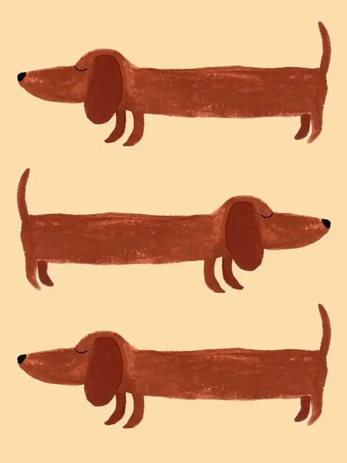 Affiche et impression de chien teckel de dessin animé drôle