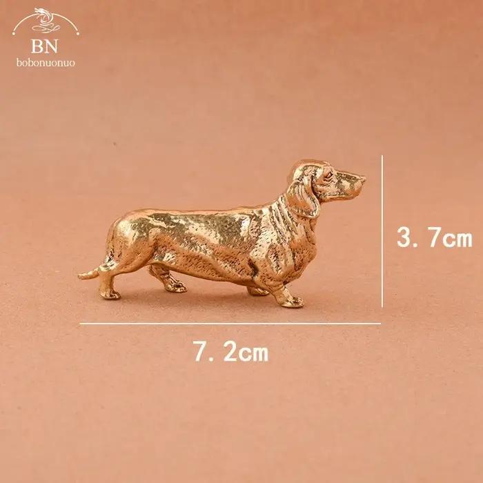 Statue de chien saucisse française en cuivre pur, ornement de bureau, accessoires artisanaux, métal