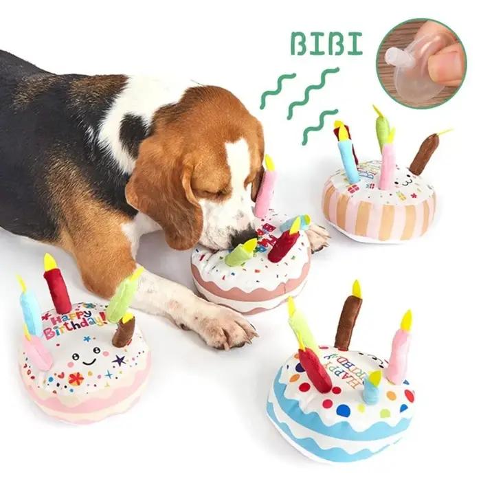 Jouets de gâteau d'anniversaire pour chien, interactifs, résistants aux morsures, jouets de dentition pour chiot, poupée de gâteau en peluche de 16cm, décor de fête, nouvelle collection