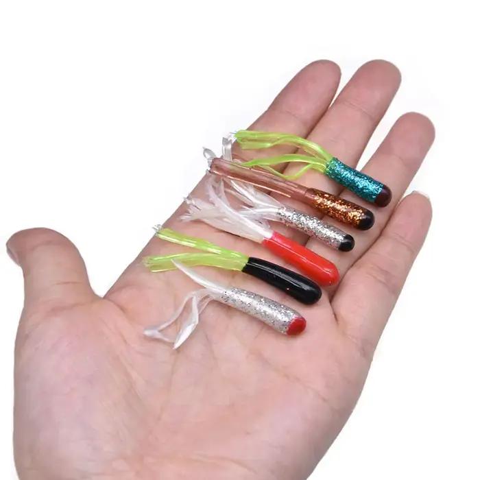 JYJ-Ensemble de leurres de pêche avec tube souple et hameçon à tête de gabarit, appâts en pton pour