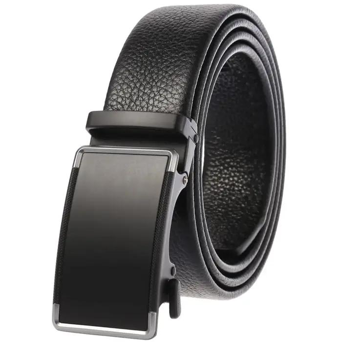 VATLTY 100cm-130cm Ceinture en cuir marron pour hommes Hard Netal Alloy