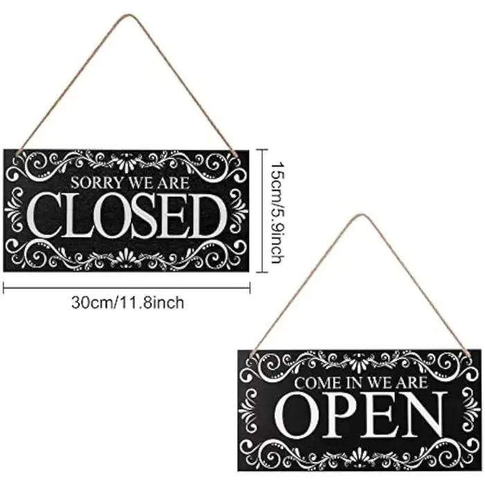 Enseigne en bois naturel Open and Closed PRBusiness