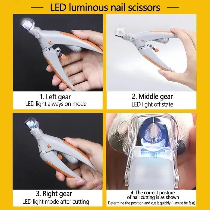 Coupe-ongles professionnel pour animaux de compagnie avec lumière LED