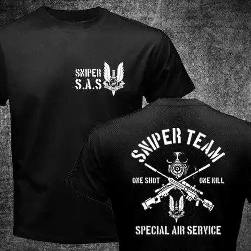 Nouveau royaume-uni britannique Sas Forces spéciales équipe de Sniper militaire T-Shirt Double face nouveaux hommes