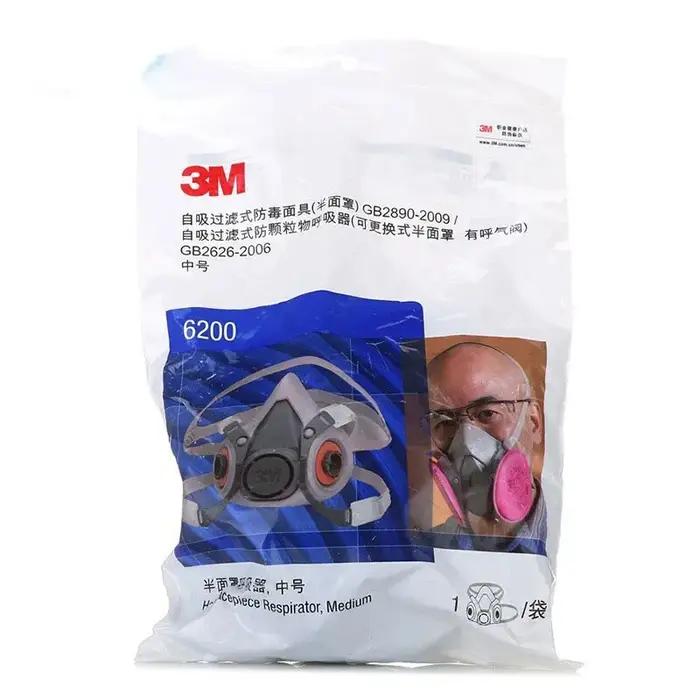 Masque de protection respiratoire 3M 6200 pour travailleurs industriels et environnements à risque de contamination chimique et physique