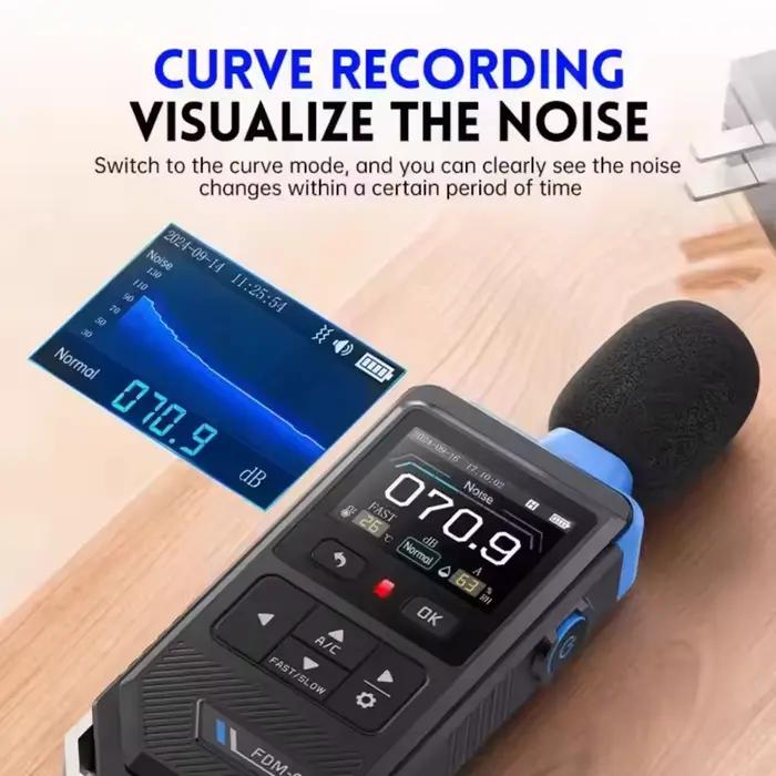 Instrument de mesure de niveau sonore FDM-02 haute précision avec affichage TFT pour mesures A/C et enregistrement de courbes pour professionnels et environnements bruyants