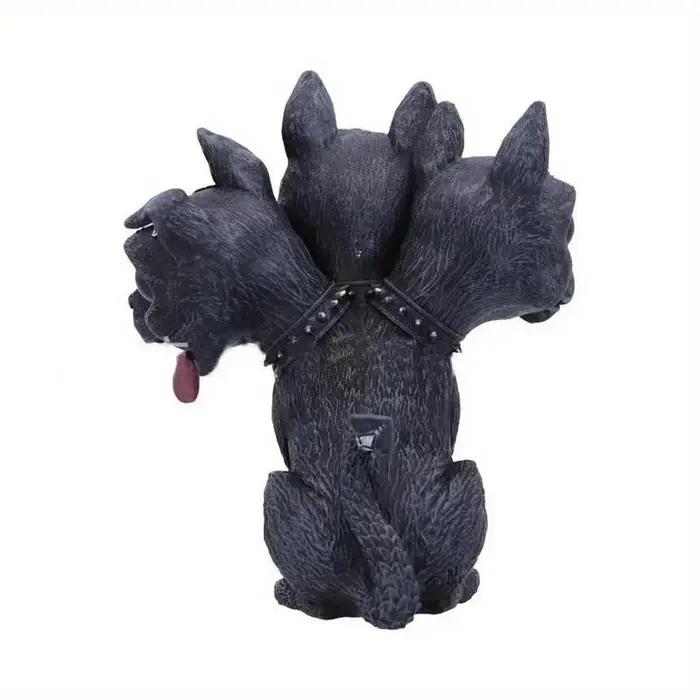 Statue de chien à trois têtes en résine gris clair pour décoration d'intérieur et ornement de bureau occasions spéciales fantaisie halloween cadeau original