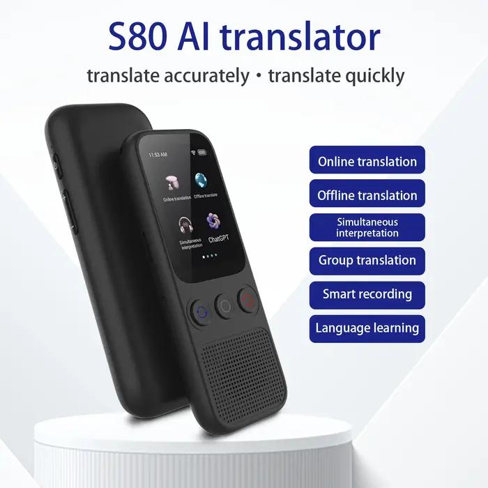Traducteur vocal S80 IA 138 langues traduction hors ligne interprétation simultanée appareil voyage