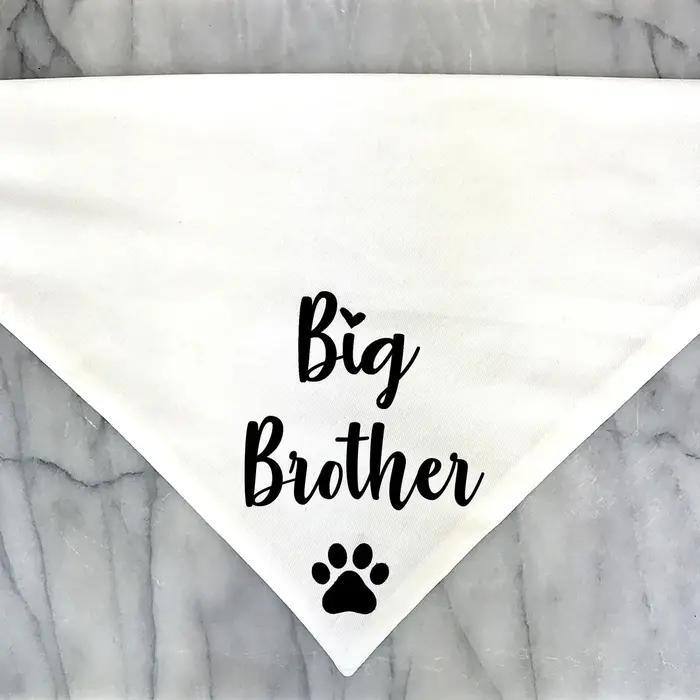 Bandana pour chien Big Brother élégant pour photos d'annonce de grossesse, révélation du sexe, adoption de chiot, noir et blanc