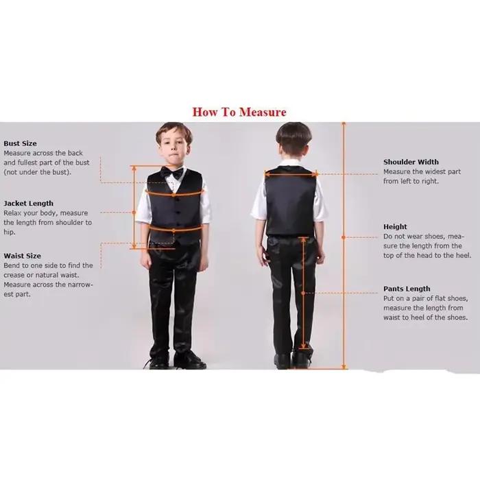 Costume 3 pièces pour enfants, style mode, revers cranté, couleur unie, pour garçons, mariage, cérém