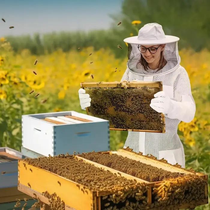 Vêtements d'apiculture professionnels, combinaison anti-abeilles à 3 couches, combinaison de protection intégrale respirante avec chapeau amovible ventilé