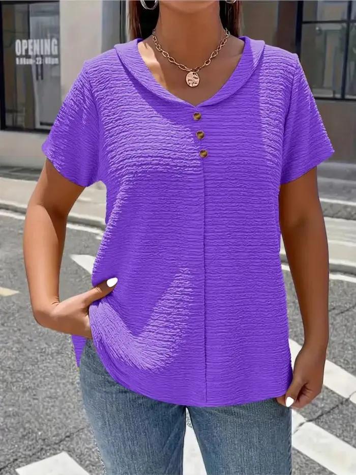 Vêtements décontractés pour femmes grandes tailles 2XL 3XL 4XL 5XL 6XL 2026 Mode Couleur unie Manches courtes T-shirts amples Tops élégants pour femmes