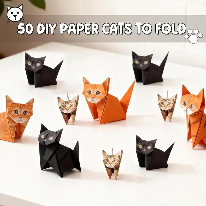 Kit d'origami pour chats en papier DIY 50 feuilles – Ensemble d'artisanat pliant pour chat et chien