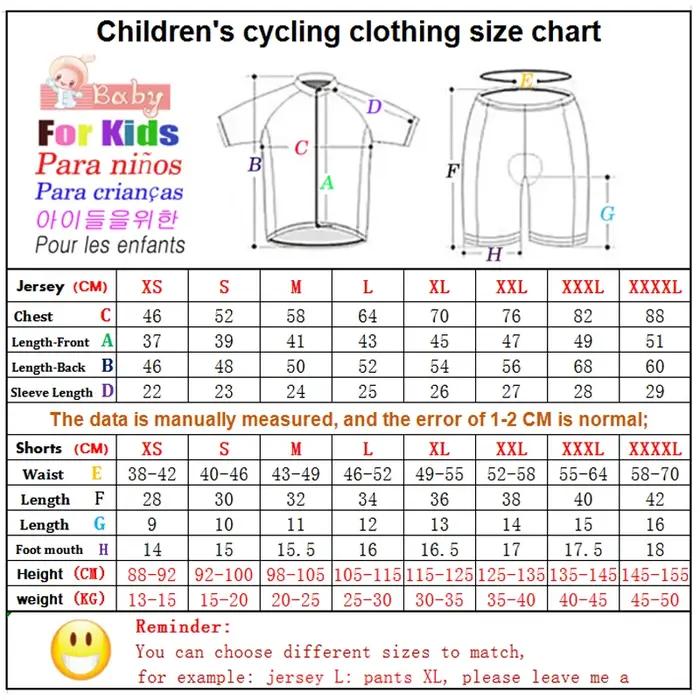 2025 nouveaux vêtements de cyclisme pour enfants de haute qualité été garçons filles maillot à manch