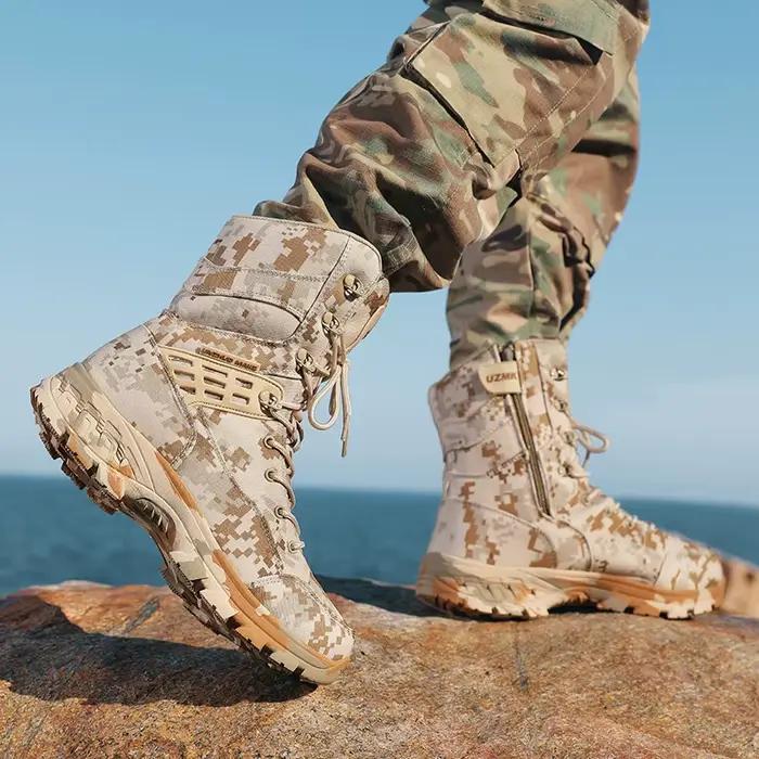 Bottes de randonnée hommes camouflage haute qualité pour chasse et randonnée trekking imperméables et antidérapantes