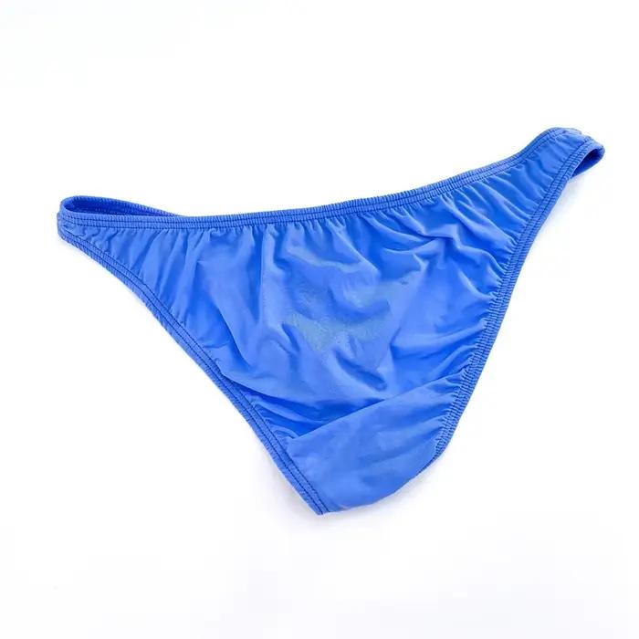 Slip rose en Nylon et Spandex pour hommes, sous-vêtement confortable et respirant, taille basse, séchage rapide, sous-vêtement Bikini en soie glacée