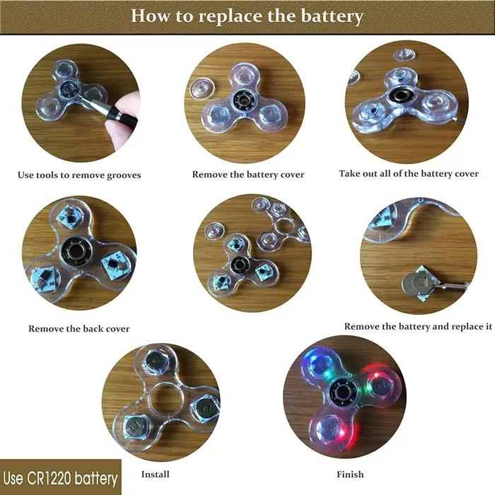 Cristal lumineux lumière LED Fidget Spinner main haut Spinners lueur dans l'obscurité EDC soulagemen
