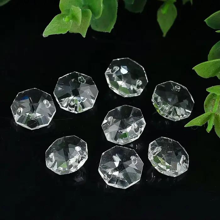 20 pièces de lustre à prisme en cristal de perles octogonales de 14mm, pièces de rechange, attrape-s