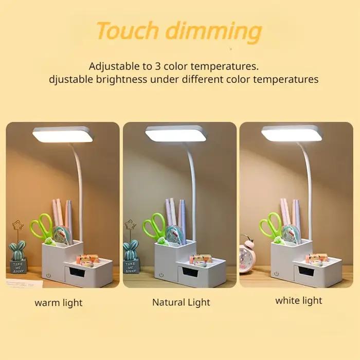 Tactile LED lampe de bureau 3 niveaux Dimmable veilleuse USB Rechargeable Protection des yeux pliabl