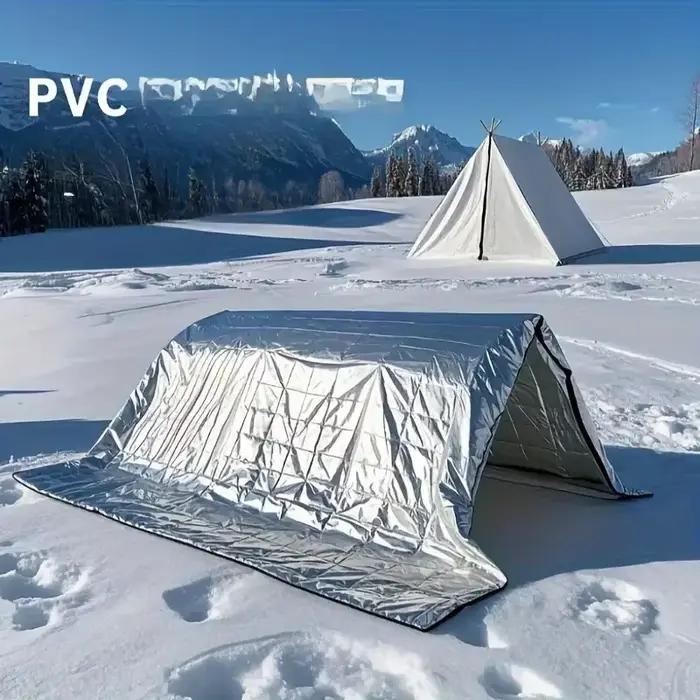 Couverture de survie d'urgence verte robuste pour camping randonnée et survie en général avec signalisation réfléchissante