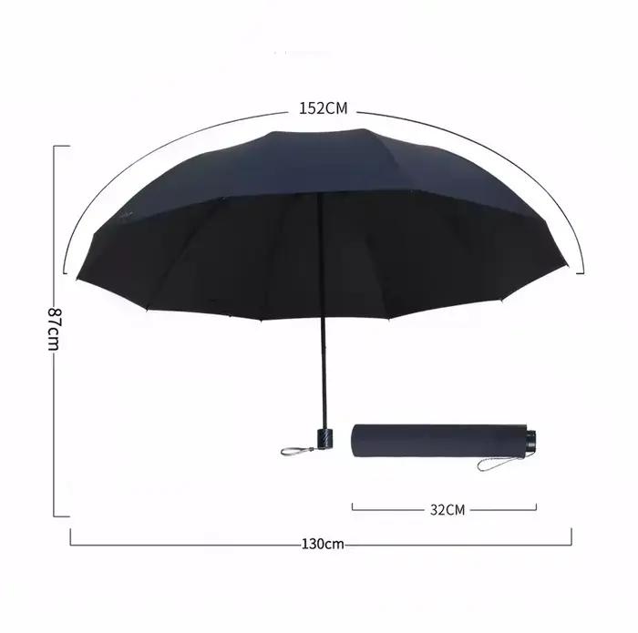 Parapluie pliant extra large de 130 cm adapté aux jours ensoleillés et au pluvieux et est une protection complète coupe-vent et imperméable.