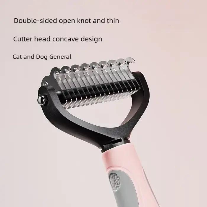 Brosse de toilettage double face pour animaux de compagnie - Outil de démêlage et de réduction des poils morts - Peigne pour chien en acier inoxydable avec des résultats efficaces