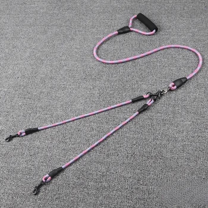 Corde à Double tête pour chien, motif ondulé, une remorquage, deux cordes de plomb, Anti-enroulement