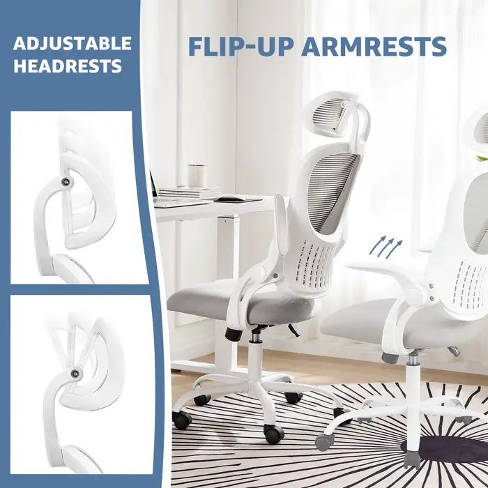 JHK – chaise de bureau ergonomique en maille, bras rabattables, appui-tête réglables, Support lombai