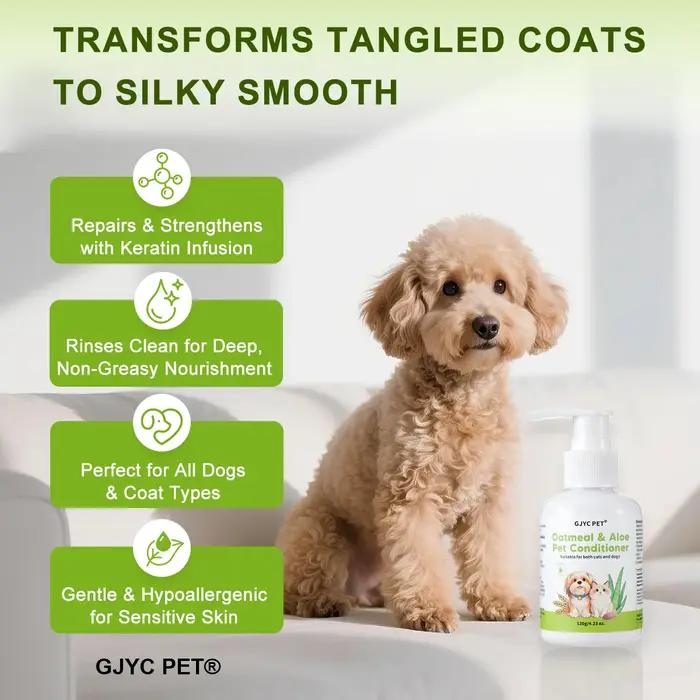 Après-shampooing pour chien et chat à peau sensible formule hydratante démêlante avoine naturelle aloé vera parfum longue durée bain soins pelage doux brillant occasions spéciales