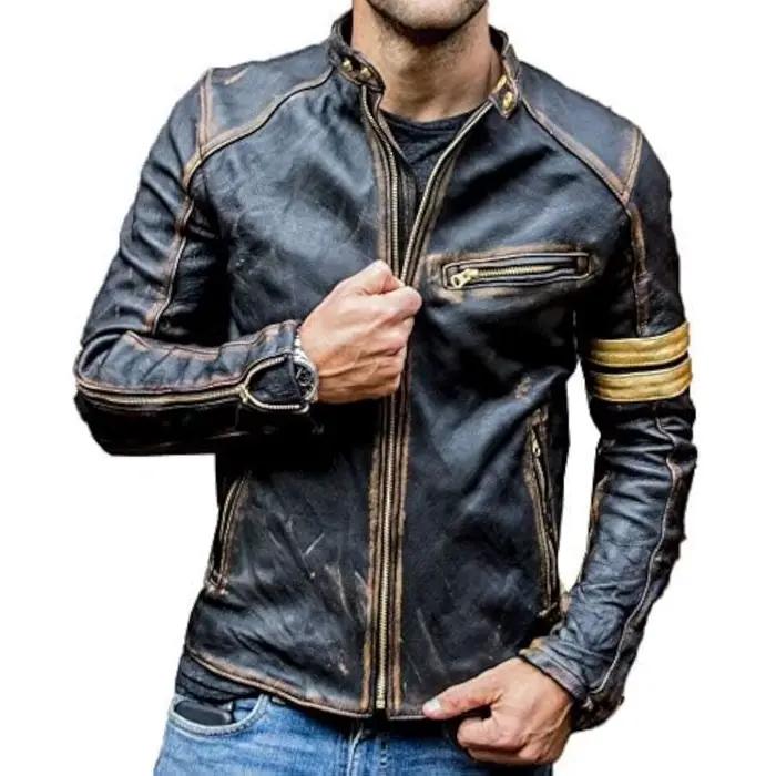 Veste en cuir de mode rétro Streetwear Blazer vestes décontractée hommes vêtements d'extérieur