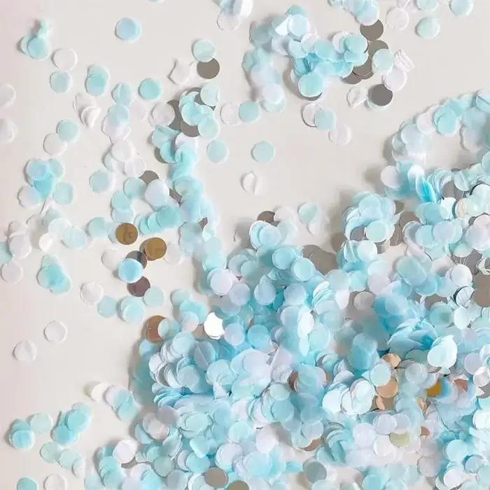 Canon à confettis révélation genre poussoir papier bleu rose fête baptême décoration fournitures anniversaire