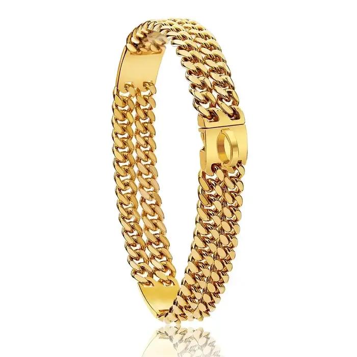 Collier de chaîne pour chien en or avec chaîne à Double rangée robuste