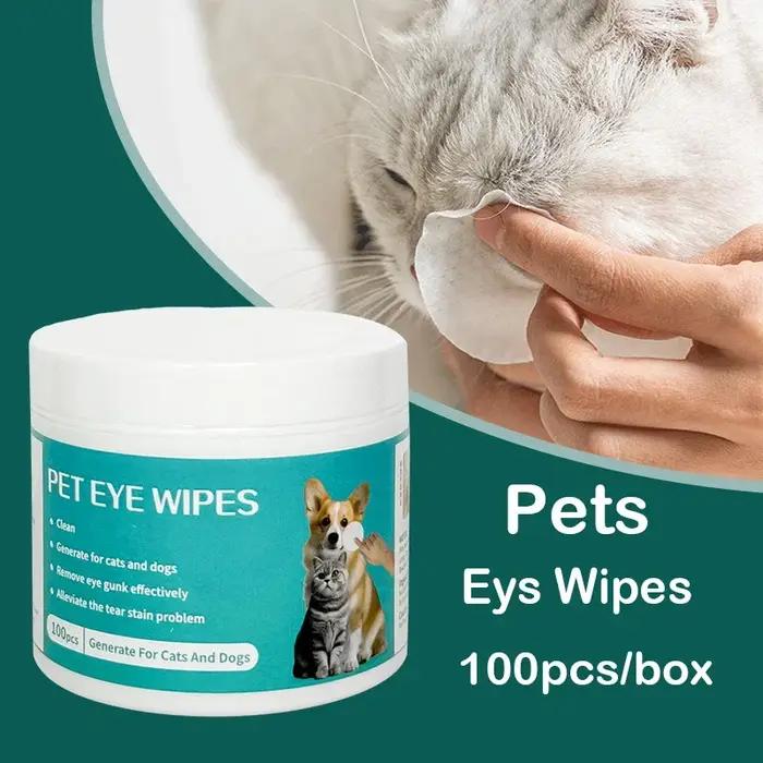 100 pièces zone des yeux pour animaux de compagnie supprimer les taches de déchirure lingettes humid