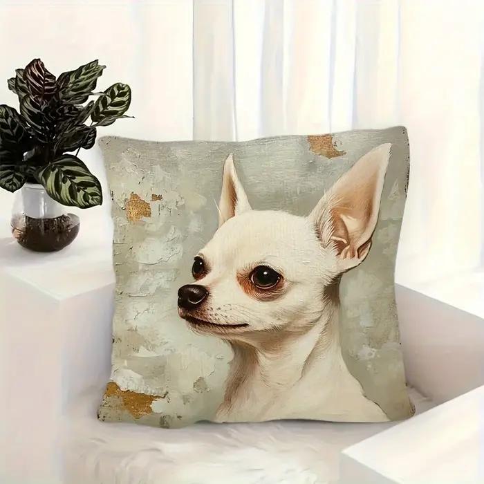 Housse de coussin avec portrait de chien