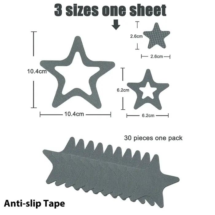 10 PCS Anti Slip Douche Bande de roulement Autocollant de Sécurité Baignoire Bandes Premium Adhésif Étoile Snowflak Stic
