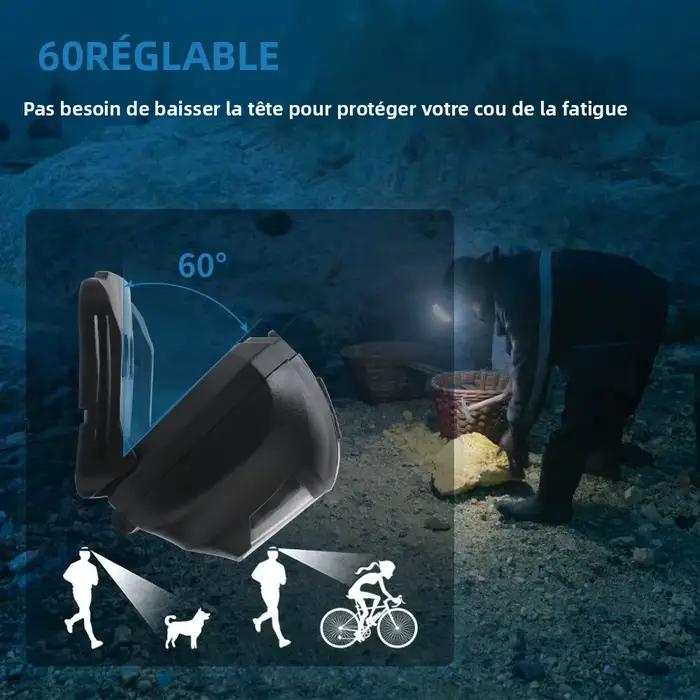 BORUiT 3W puissant Mini lampe frontale lumière rouge phare LED 4 modes étanche tête torche Camping chasse