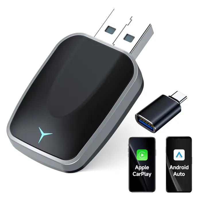 Adaptateur CarPlay filaire vers sans fil 2 en 1 et adaptateur sans fil Android Auto Plug & Play