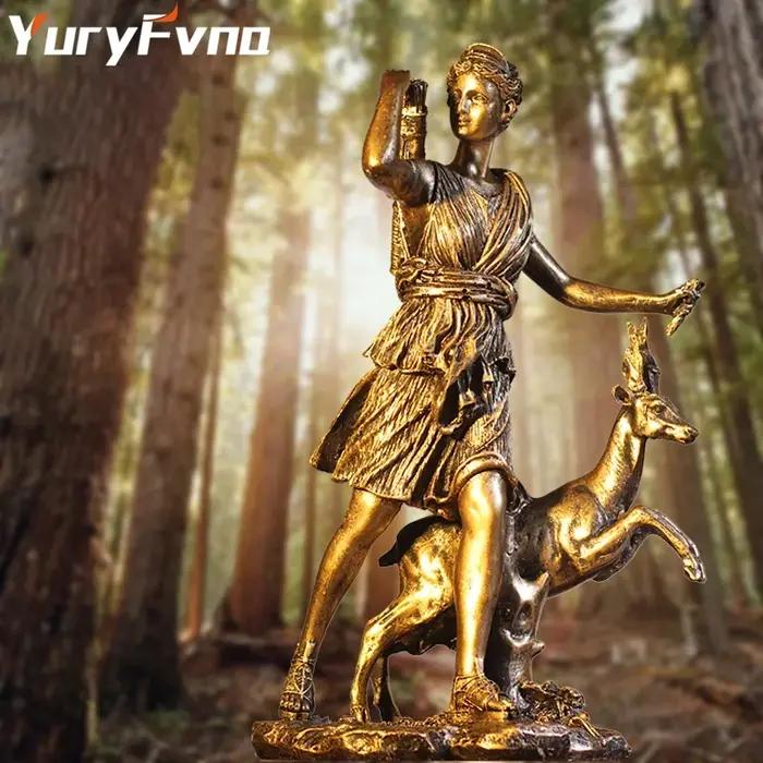 YuryFvna-Sculpture de déesse de la chasse en résine vintage