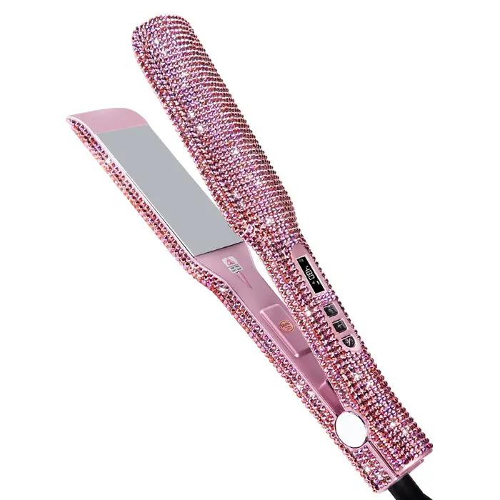 Lisseur de cheveux strass 240 ° C chaleur rapide 2 pouces plaque de titane fer plat LCD affichage outil de coiffure